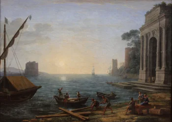 Un port de mer au lever du soleil
